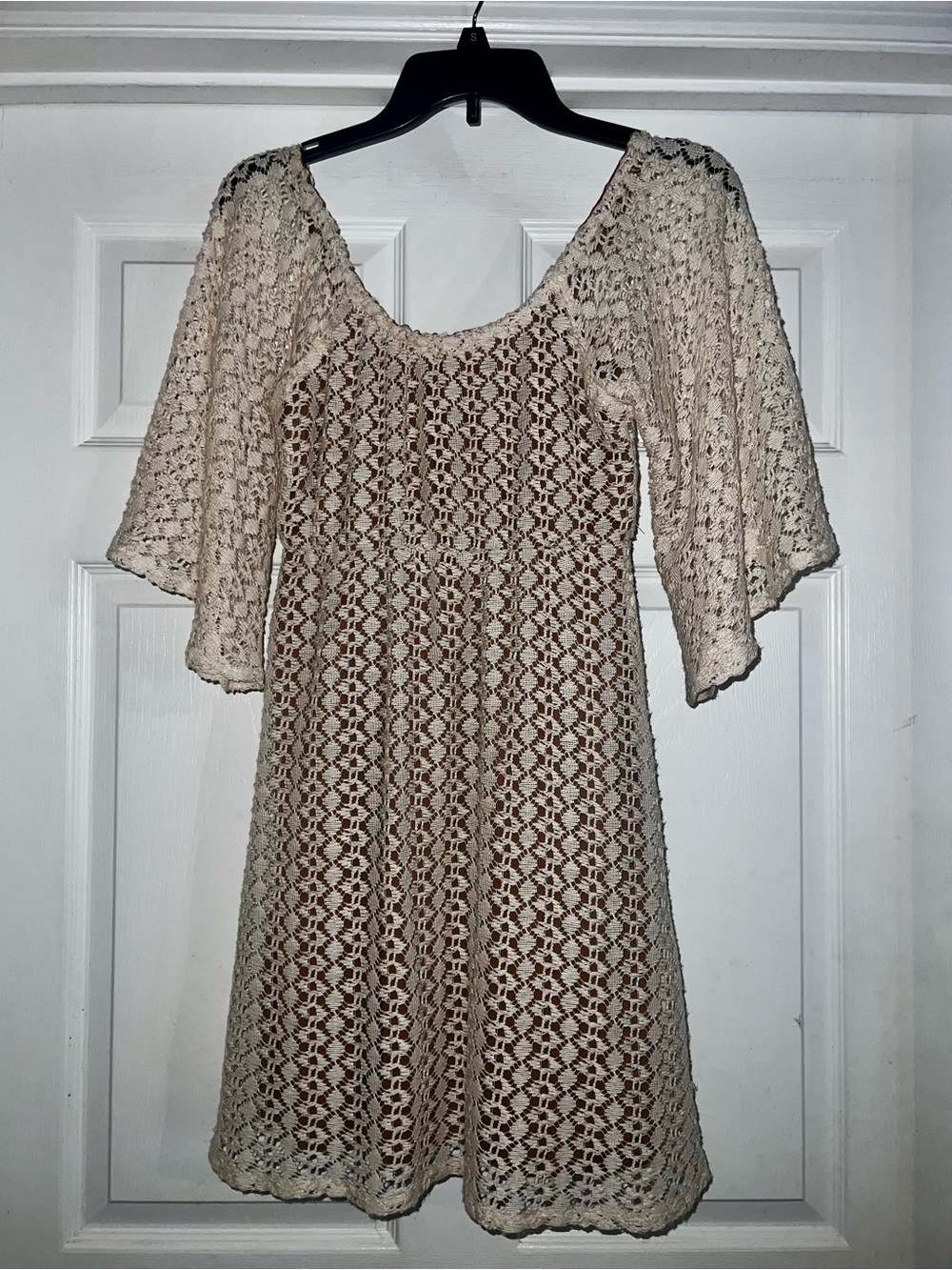 Judith March Cream Crochet Mini Dress